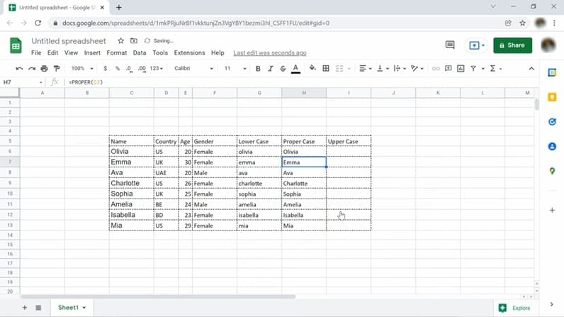 A screen shot of a spreadsheet in google docs.