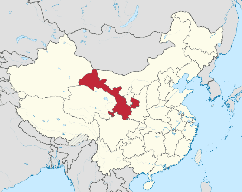 A map showing the location of china.