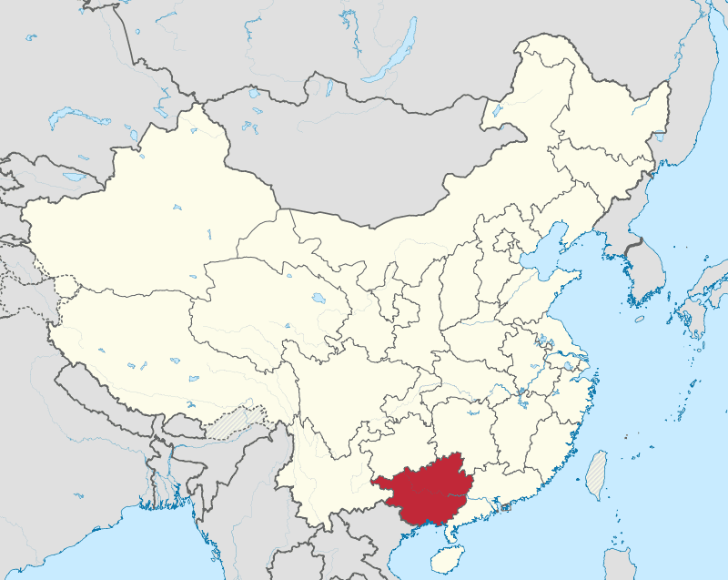 A map showing the location of china.