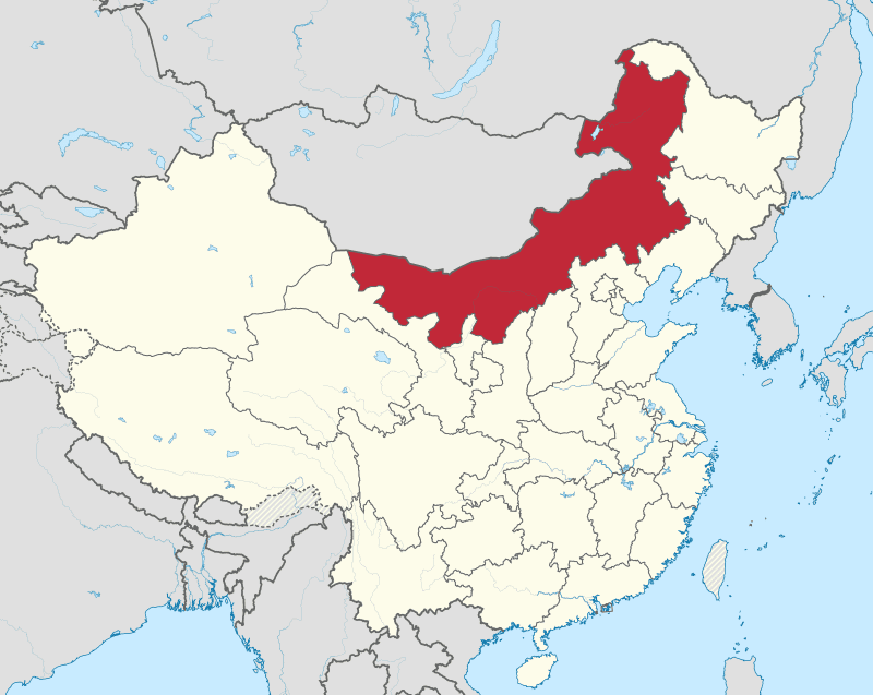 A map showing the location of china.