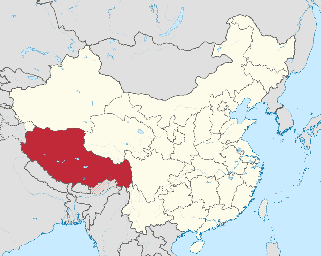 A map showing the location of china.