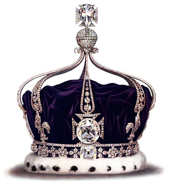 An image of a purple and diamond tiara.