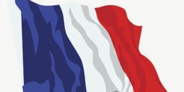 A flag of france waving in the wind.