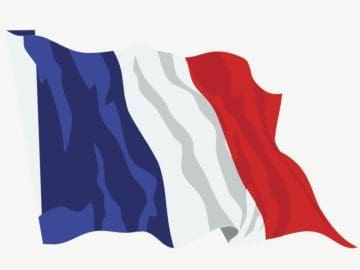 A flag of france waving in the wind.